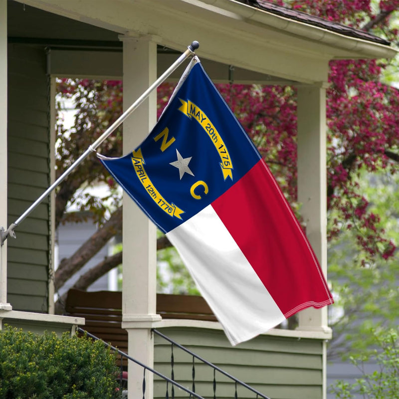 North Carolina Double Sided Embroidered Flag with brass grommet hardware detail