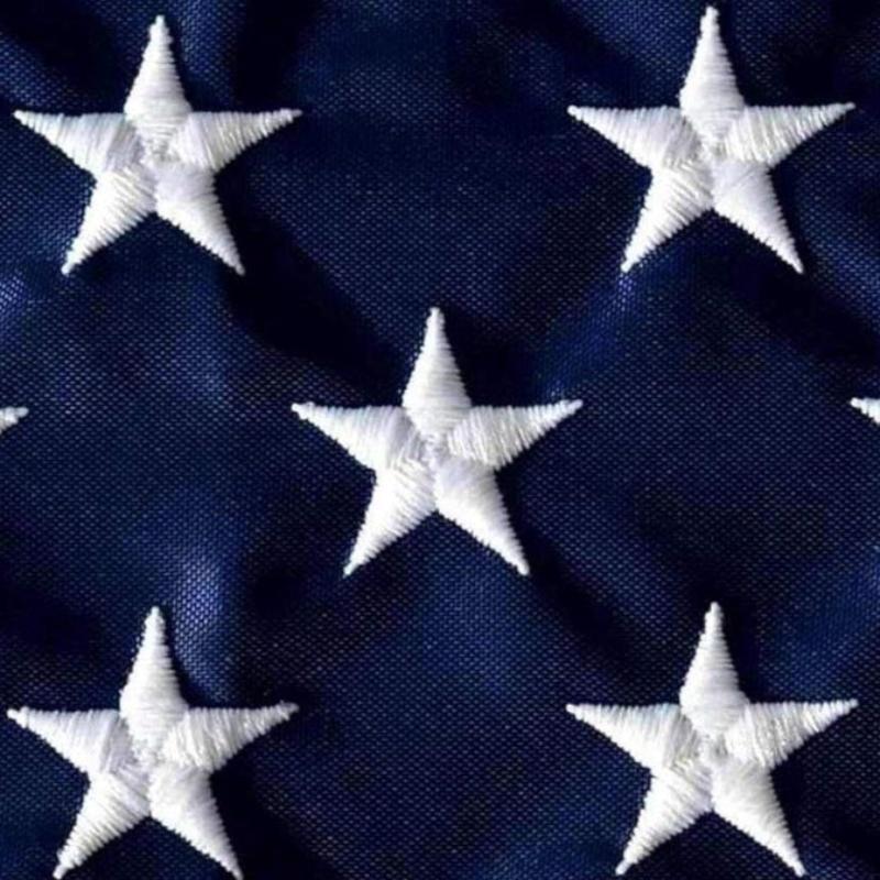Outdoor American Embroidered Flag – Durable Nylon with Sewn Stripes flying on outdoor flagpole