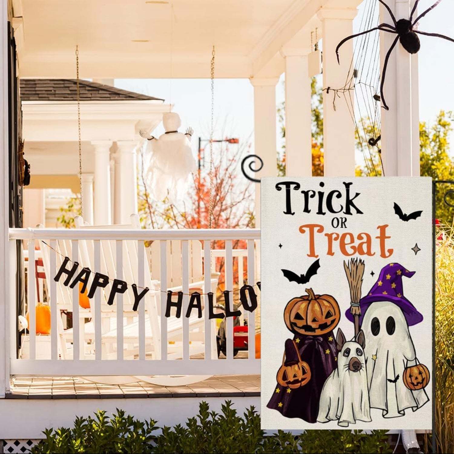 Trick Or Treat Sign Printed Halloween Garden Flag-Globe Flags