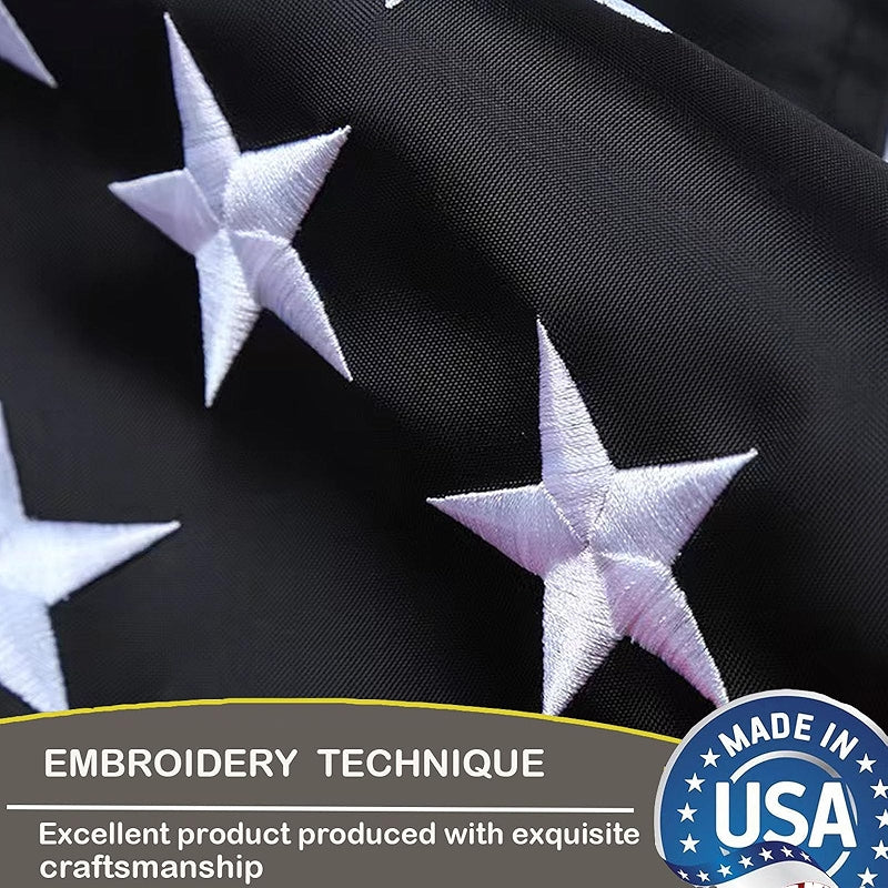 Embroidered Thin Line American Flag 3x5 Outdoor Nylon Flag
