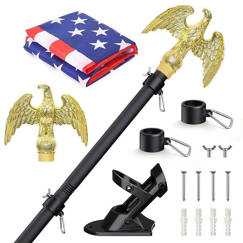 USA Flag Pole Kit – Heavy Duty Tangle-Free Design for Outdoor Display-Globe Flags