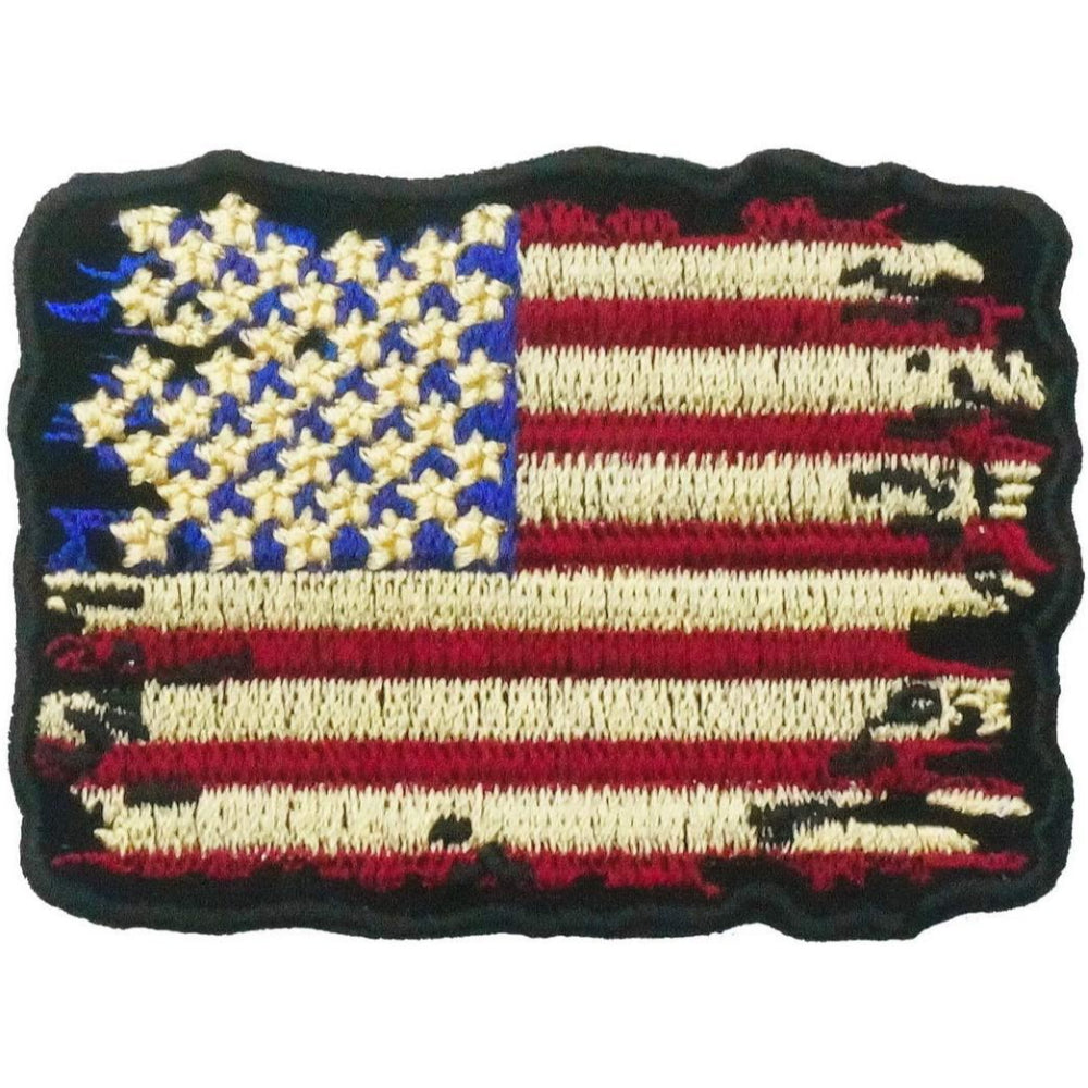 Classic And Vintage Styles Embroidered American Flag flying on outdoor flagpole