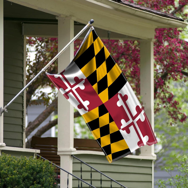 Maryland State Flag With Embroidered Design with brass grommet hardware detail