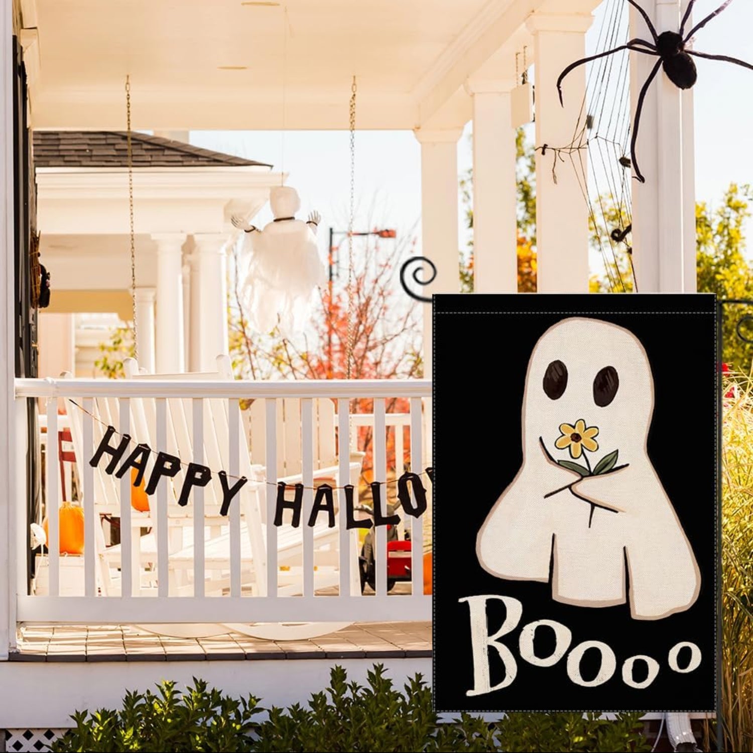 Decorative Halloween Themed Garden Flag - folded product showing packaging