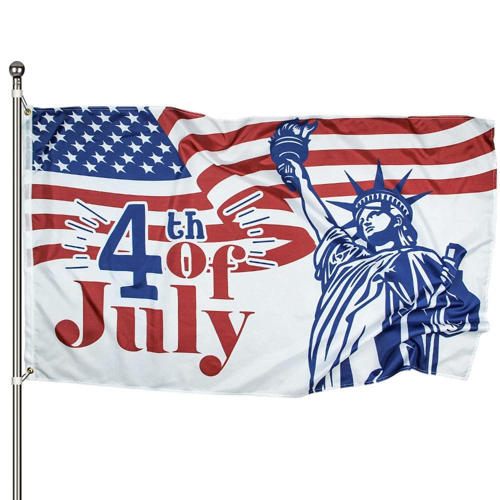 US Independence Day Flag – July 4th Nylon Flag with Statue of Liberty-Globe Flags