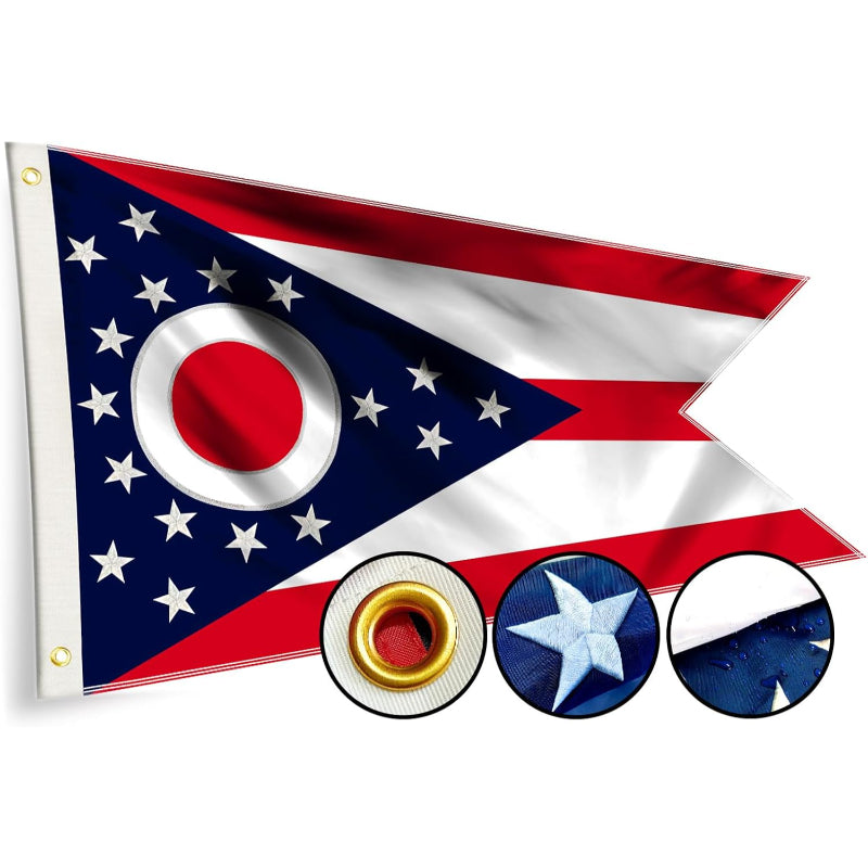 Double Sided Embroidered Ohio State Flag City-Globe Flags