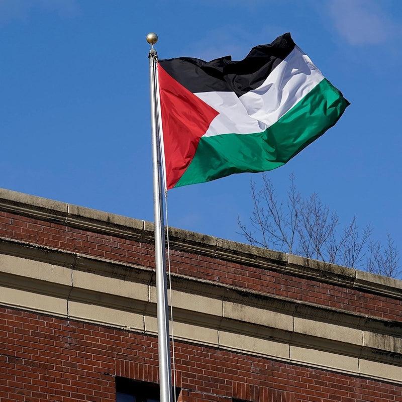 Outdoor Double Sided Flag - full flag spread flat showing complete design