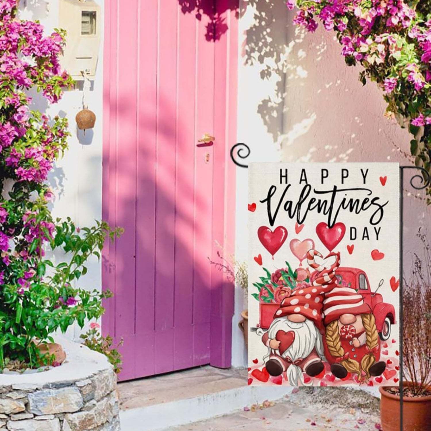 Happy Valentines Day Patterned Flag For Outdoor Decor-Globe Flags