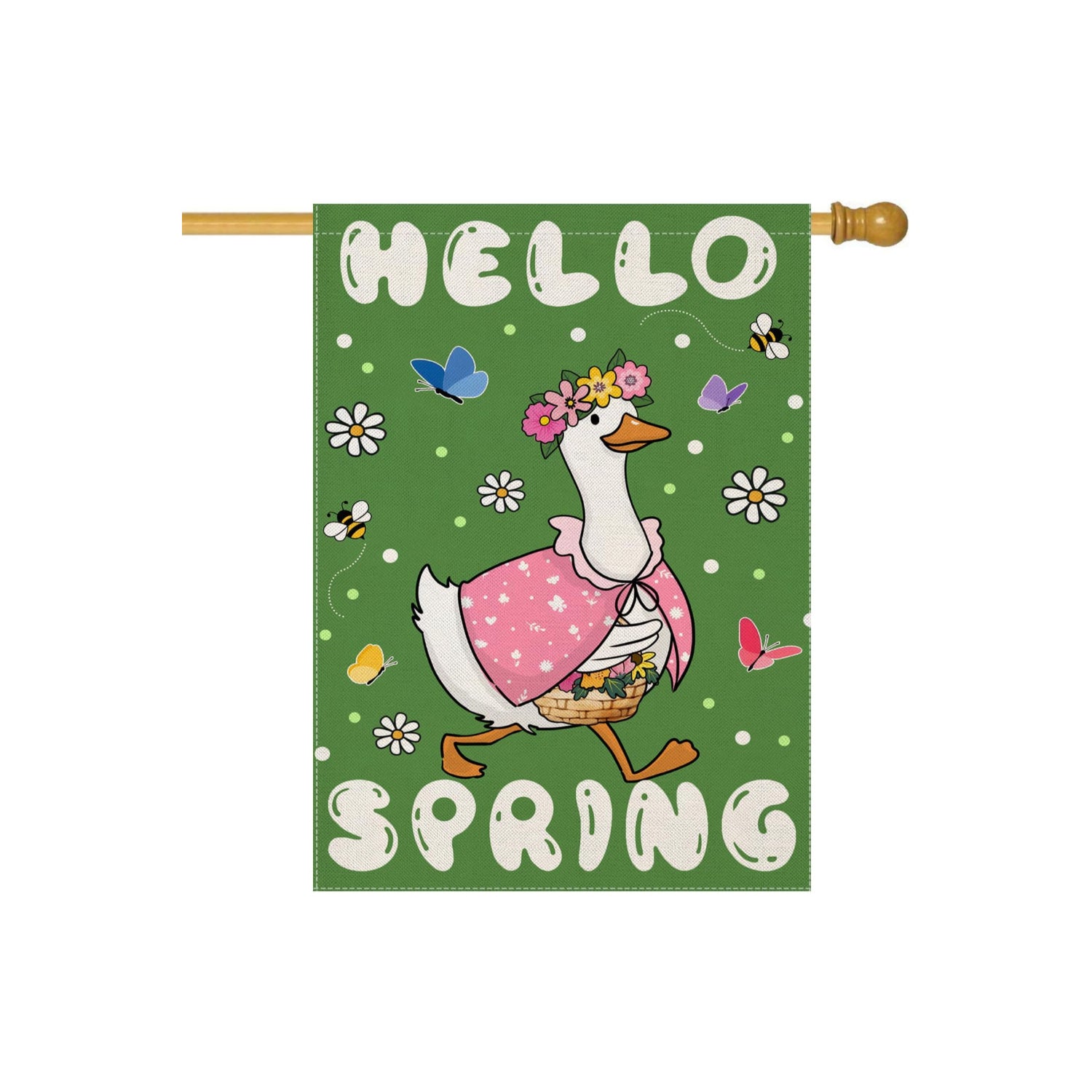 Funny Goose With Flowers Printed Garden Flag-Globe Flags