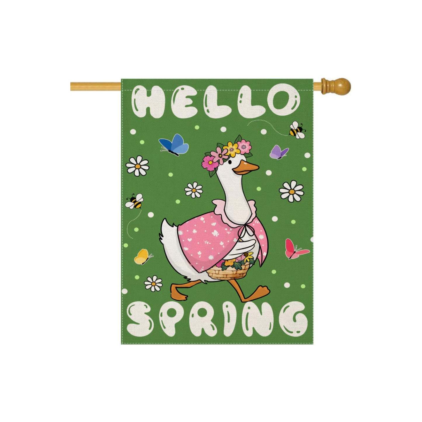 Funny Goose With Flowers Printed Garden Flag-Globe Flags