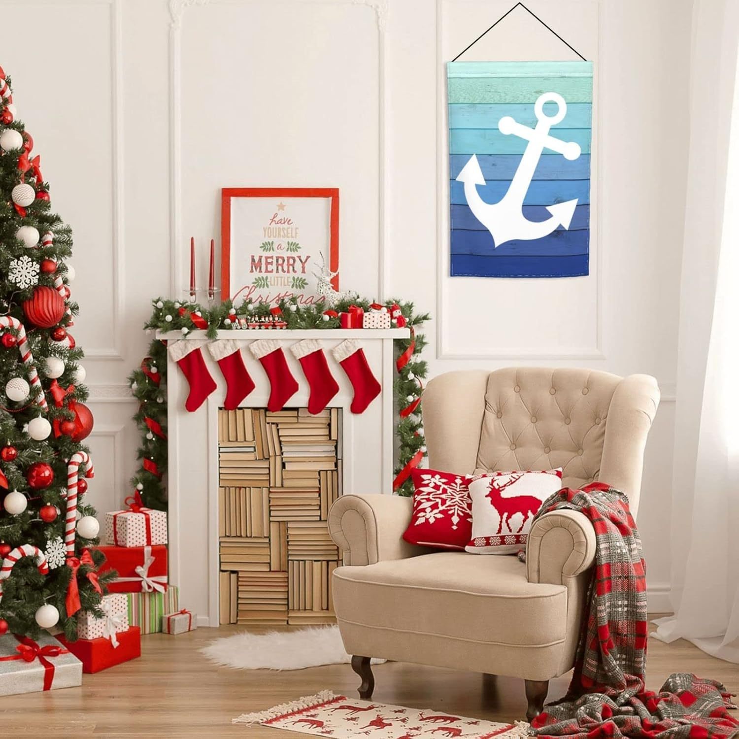 Double Sided Nautical Anchor Garden Flag-Globe Flags