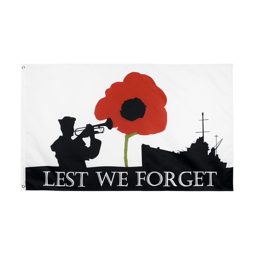 Lest We Forget Flag – 90x150 cm Polyester Memorial Tribute Banner-Globe Flags