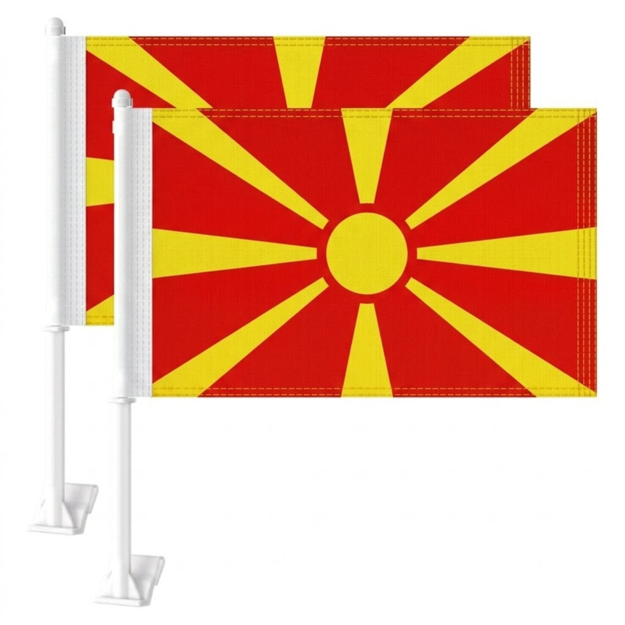 FIFA 2026 North Macedonia Car Flag - front view with vivid colors
