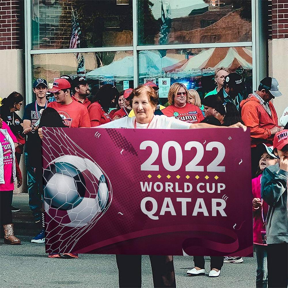 Qatar World Cup Flag flying on outdoor flagpole