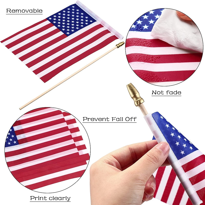Mini American Flags On Sticks For Celebrations And Decorations