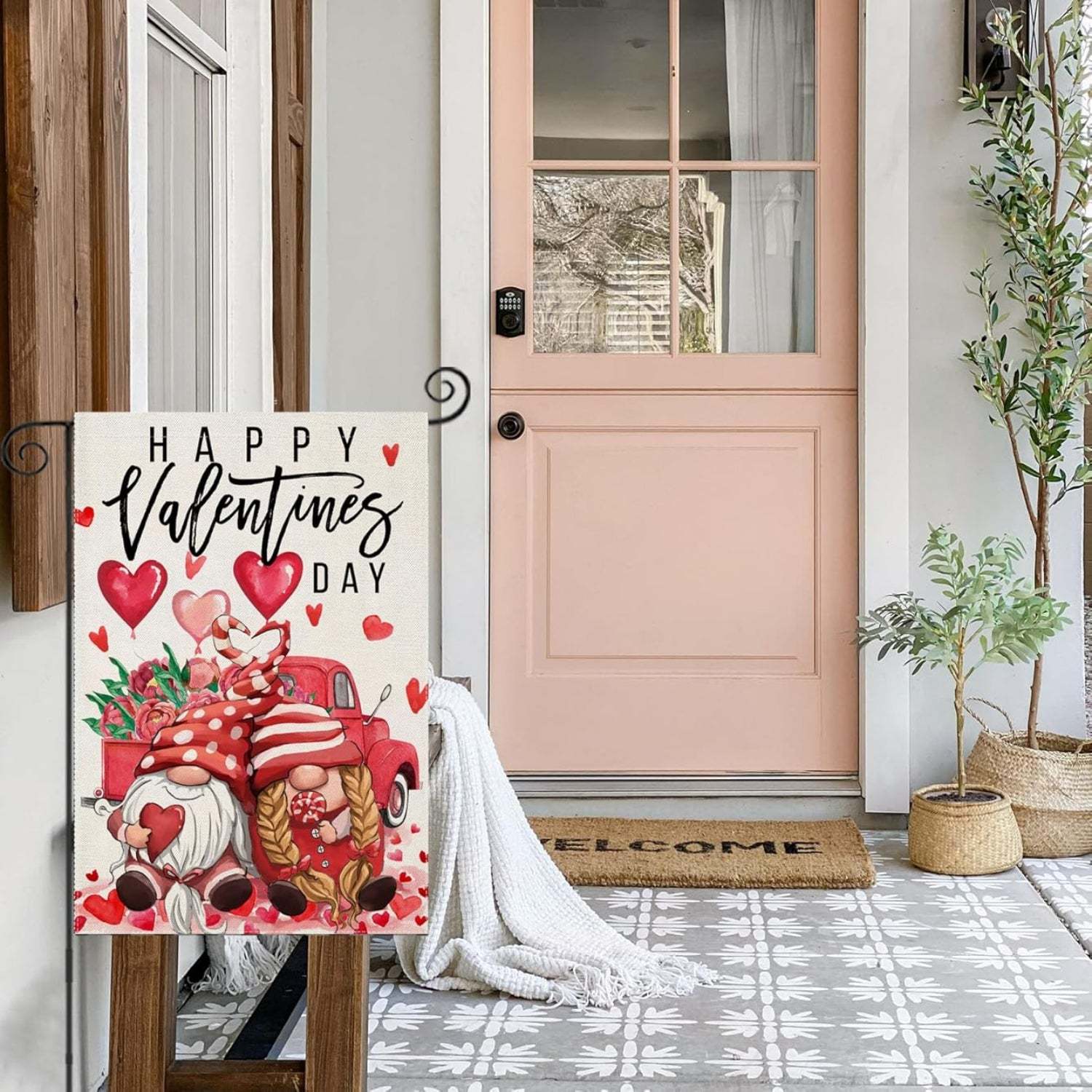 Happy Valentines Day Patterned Flag For Outdoor Decor-Globe Flags