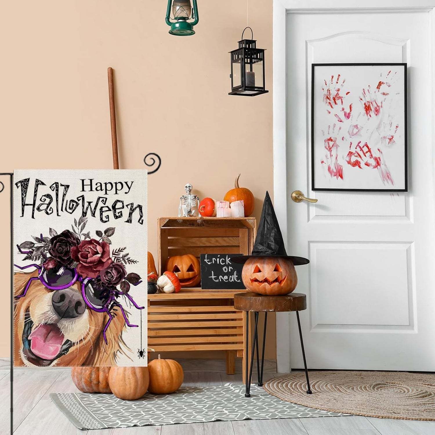 Funky Halloween Dog Printed Flag For Garden Decoration-Globe Flags