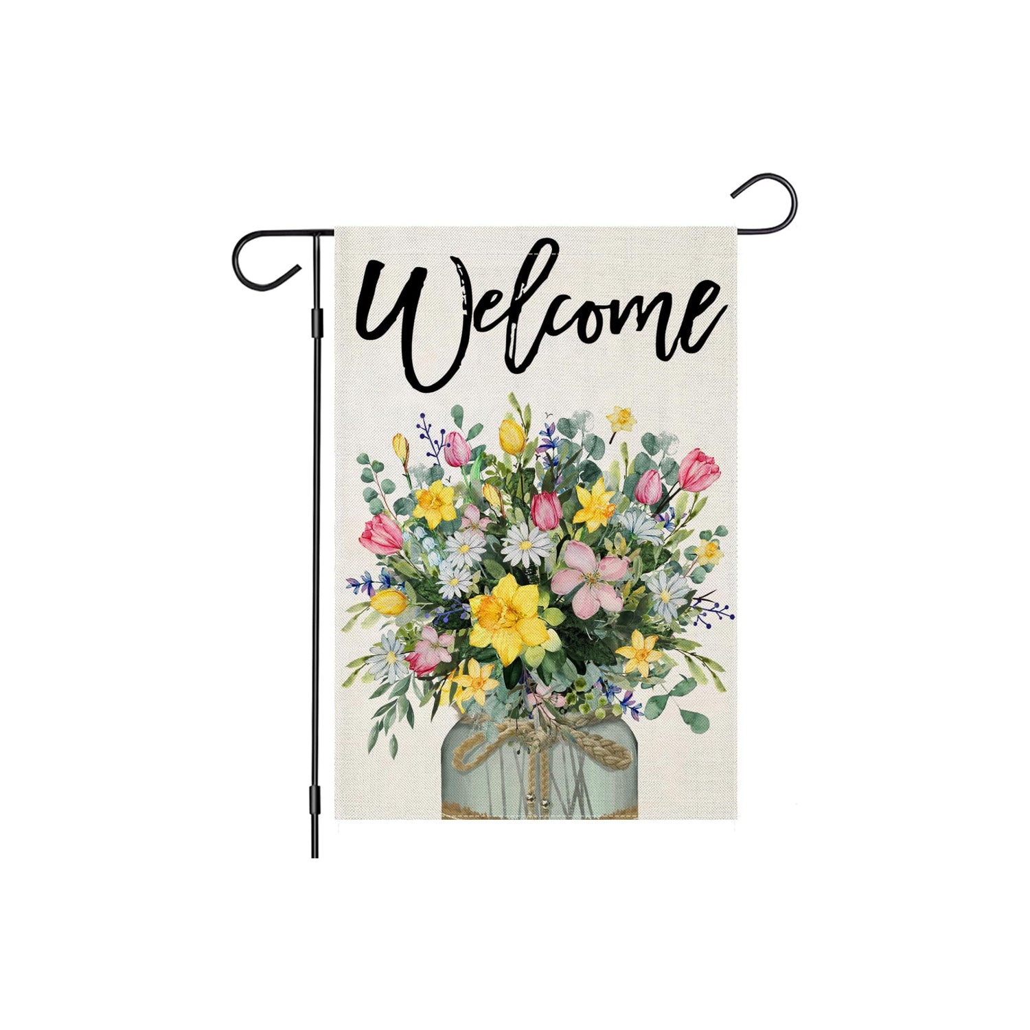 Rustic Floral Designed Welcome Garden Flag-Globe Flags