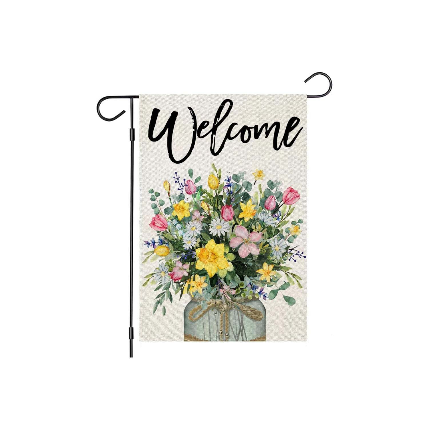 Rustic Floral Designed Welcome Garden Flag-Globe Flags