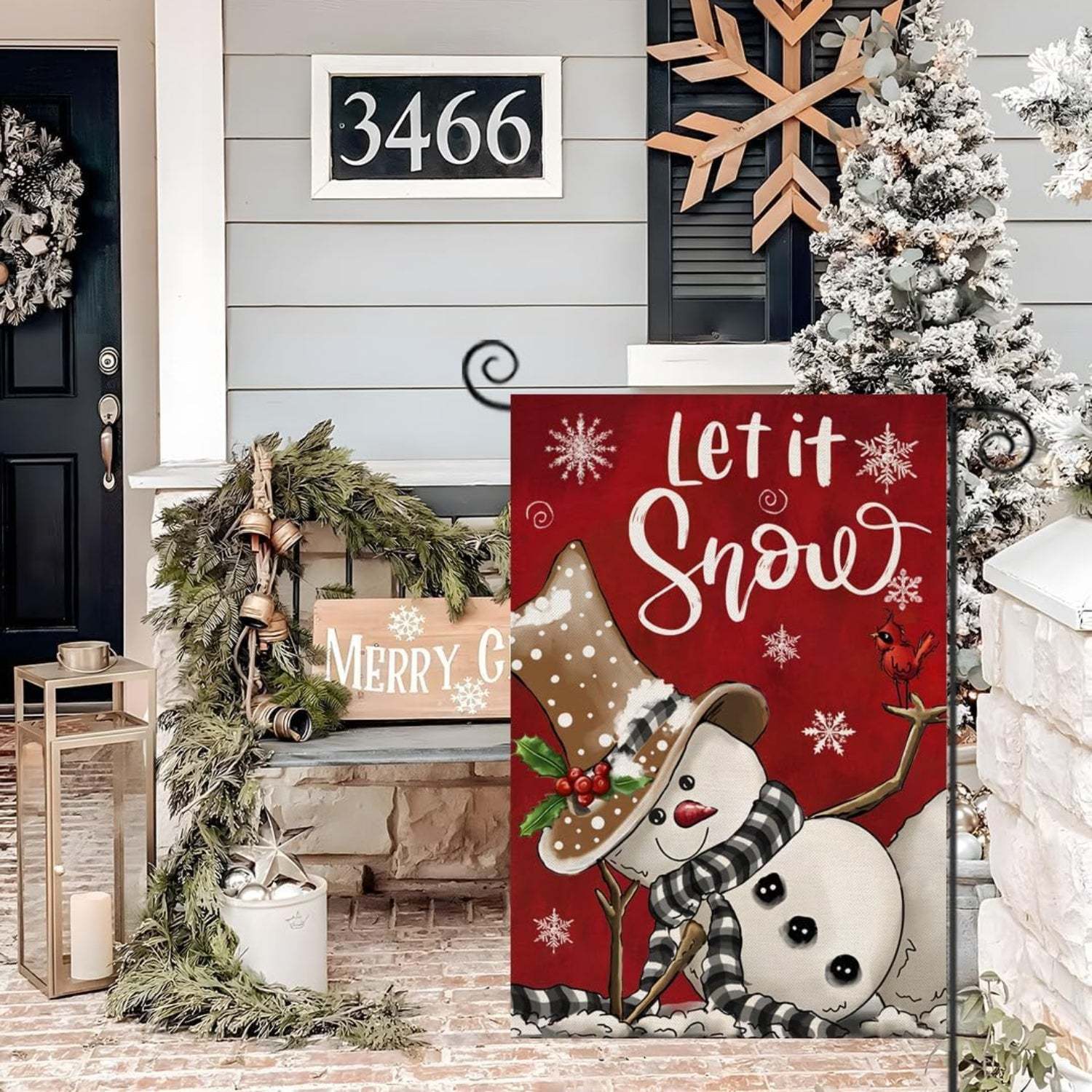 Decorative Christmas Snowman Printed Garden Flag-Globe Flags