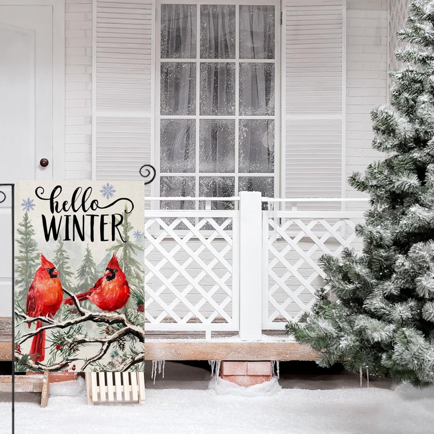 Winter Birds Designed Flag For Christmas Decoration-Globe Flags