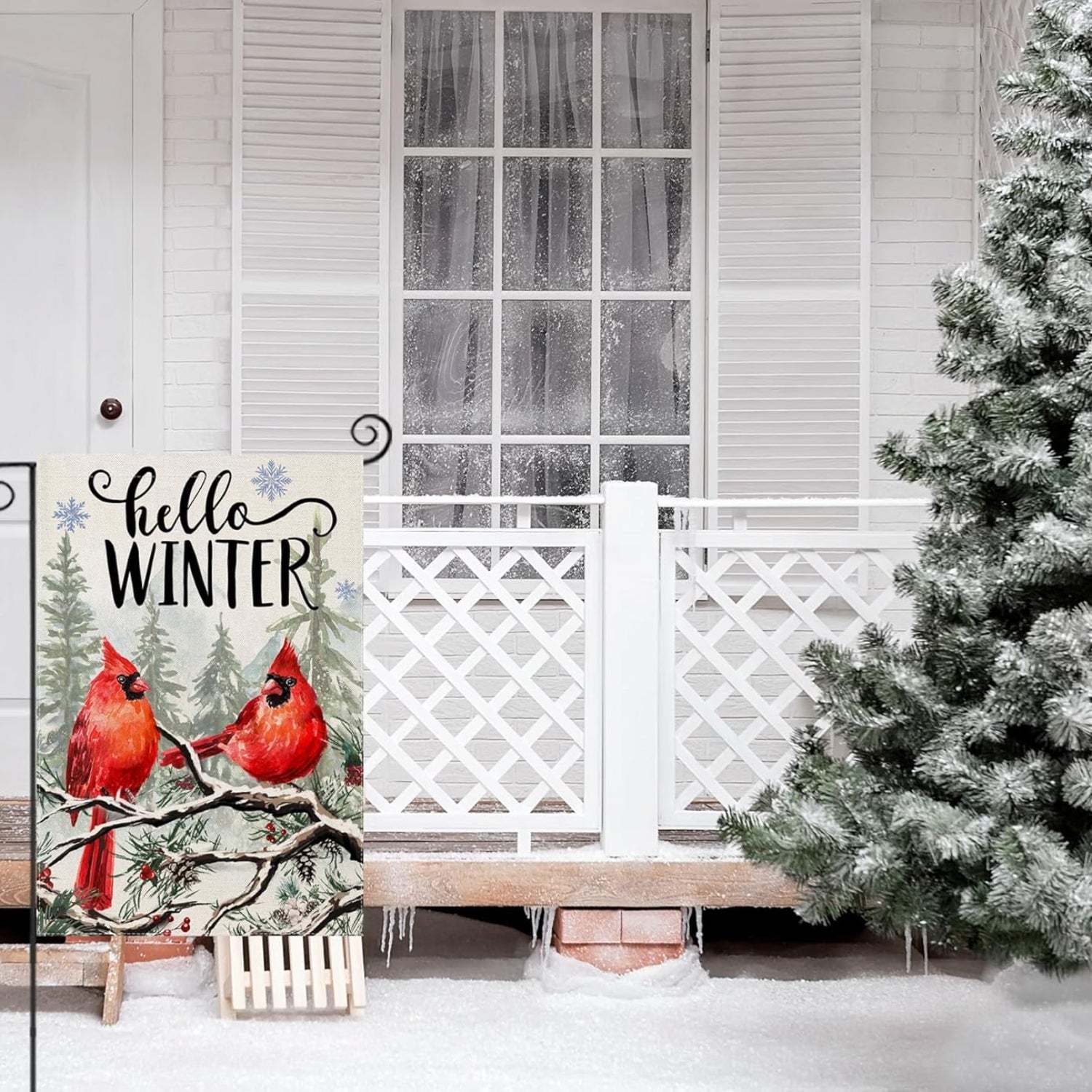 Winter Birds Designed Flag For Christmas Decoration-Globe Flags