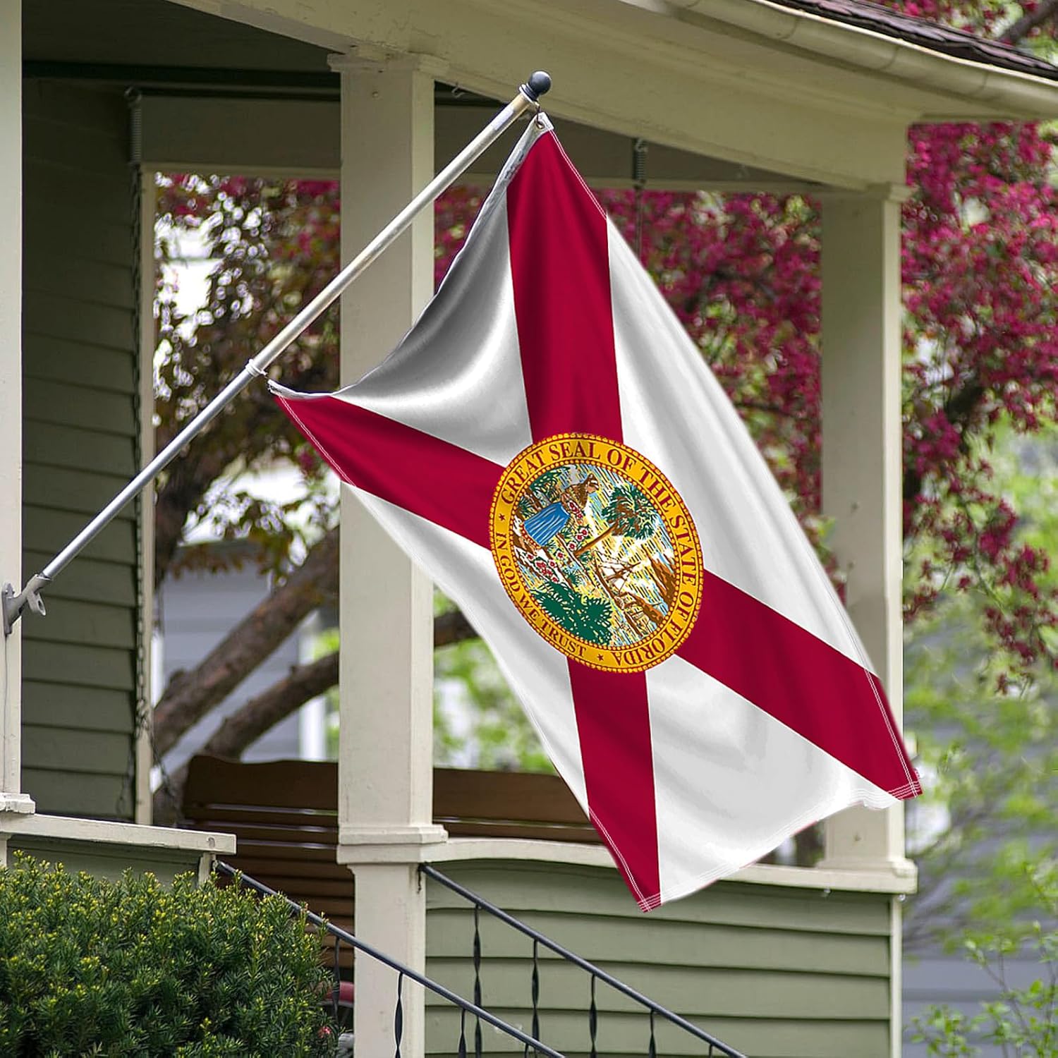 Florida State Flag With Embroidered Seal - front view on white background