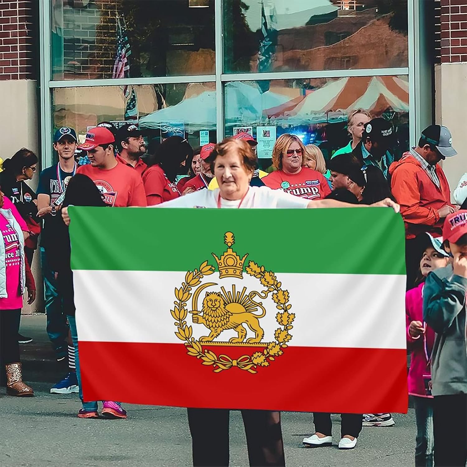 Vintage Iran Empire Flag With Lion And Sun Emblem