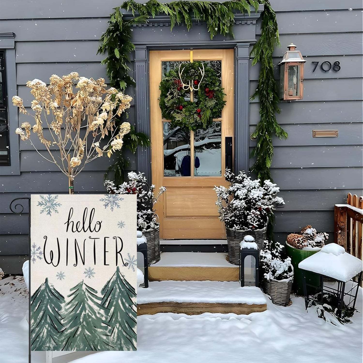 Christmas Tree Designed Flag Banner For Yard Decor-Globe Flags