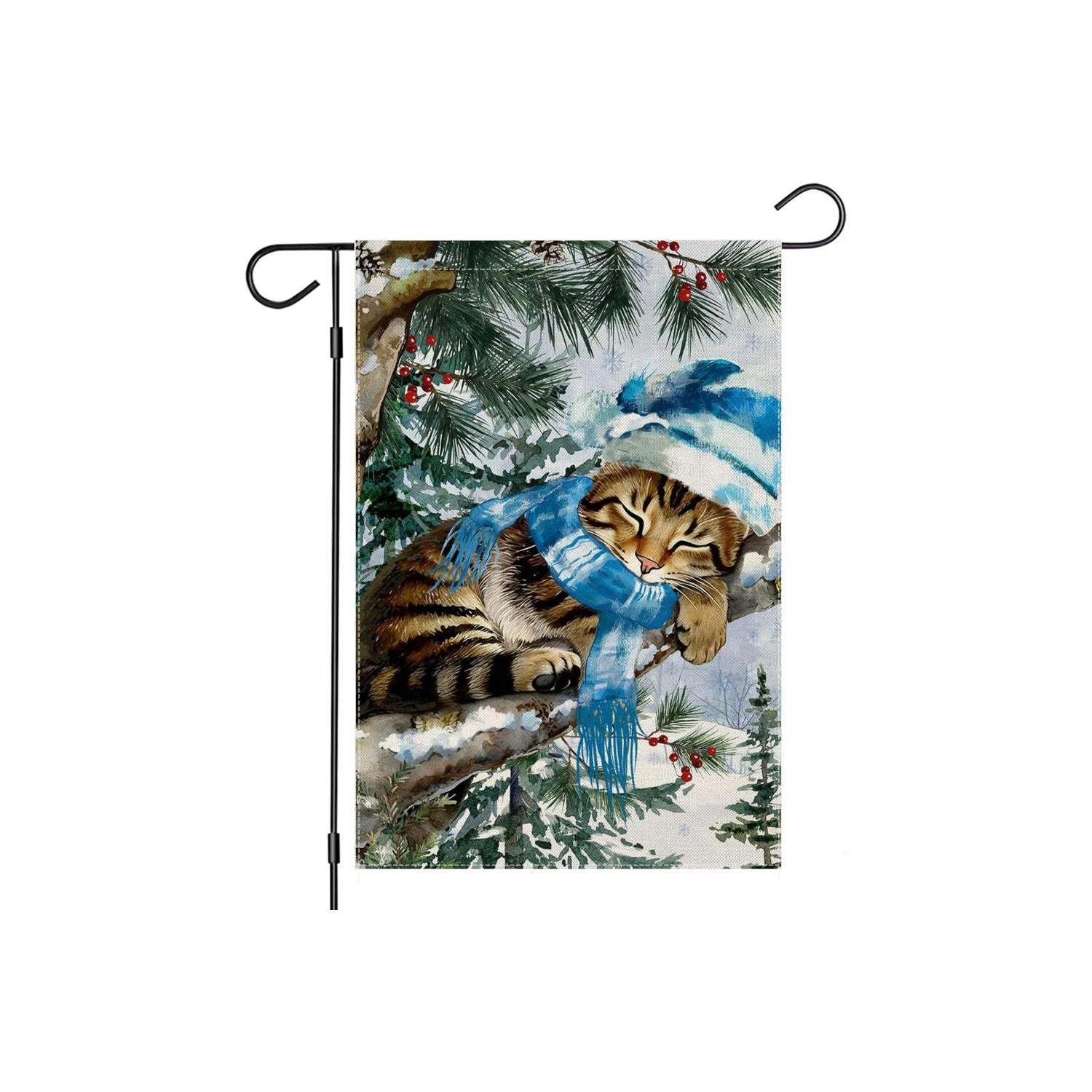 Winter Cat Printed Flag For Outdoor Decoration-Globe Flags