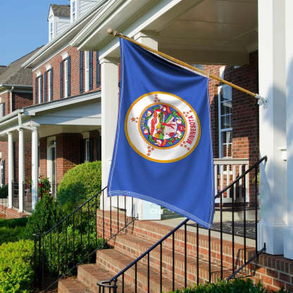 Minnesota State Flag With Embroidered Design-Globe Flags