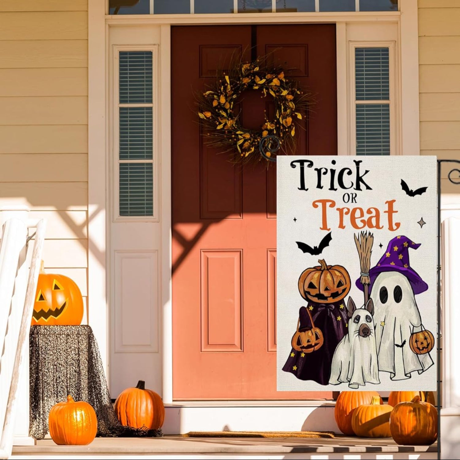Trick Or Treat Sign Printed Halloween Garden Flag-Globe Flags