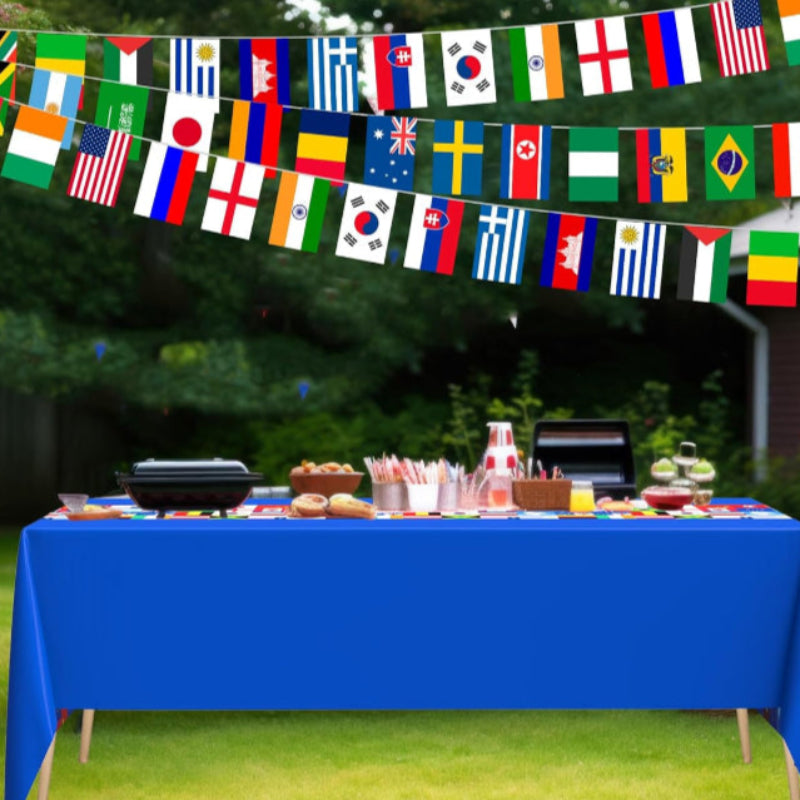 162 Pc World Flags Printed Party Tableware Set-Globe Flags