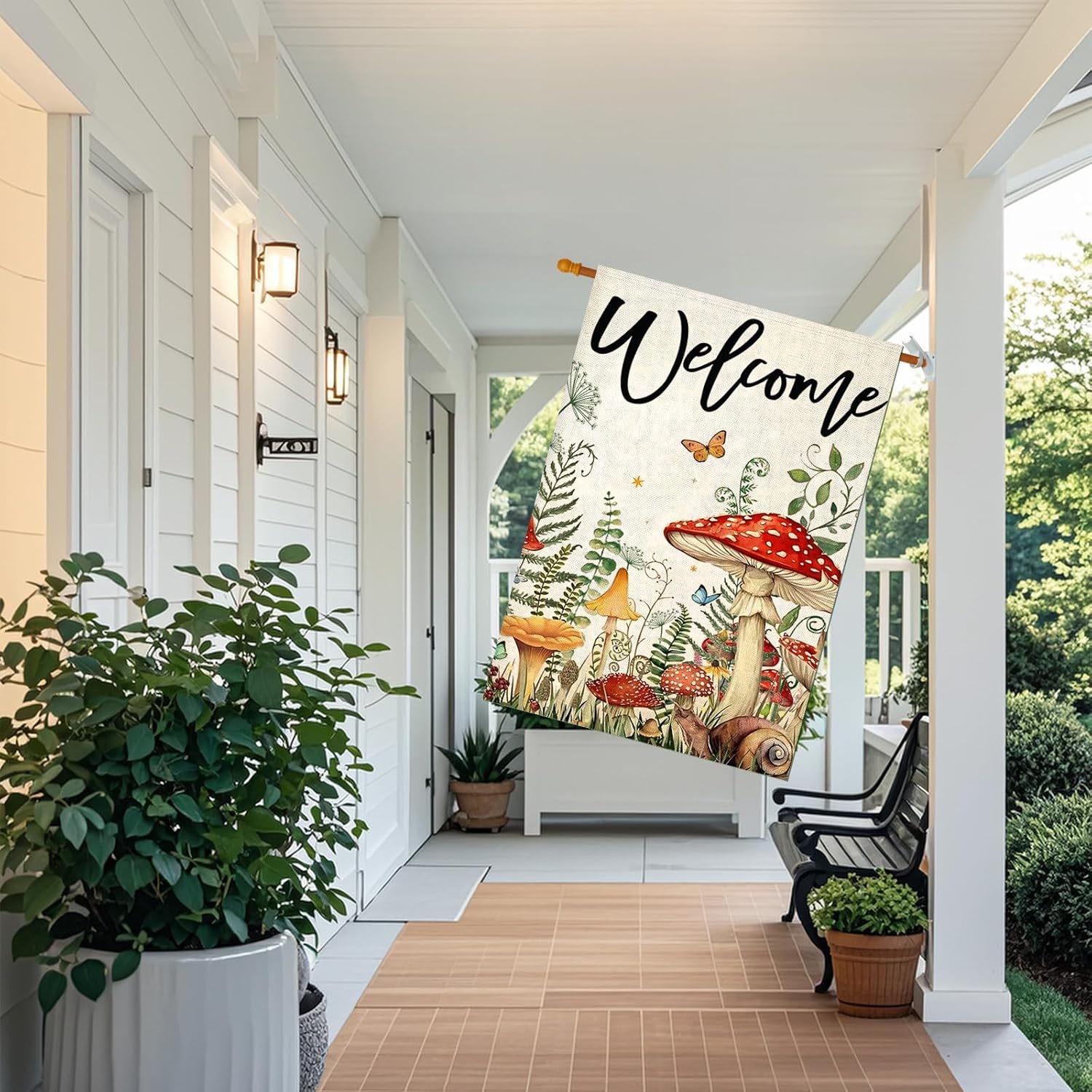 Seasonal Mushrooms Holiday Themed Flag Banner For Yard Decor size reference for display