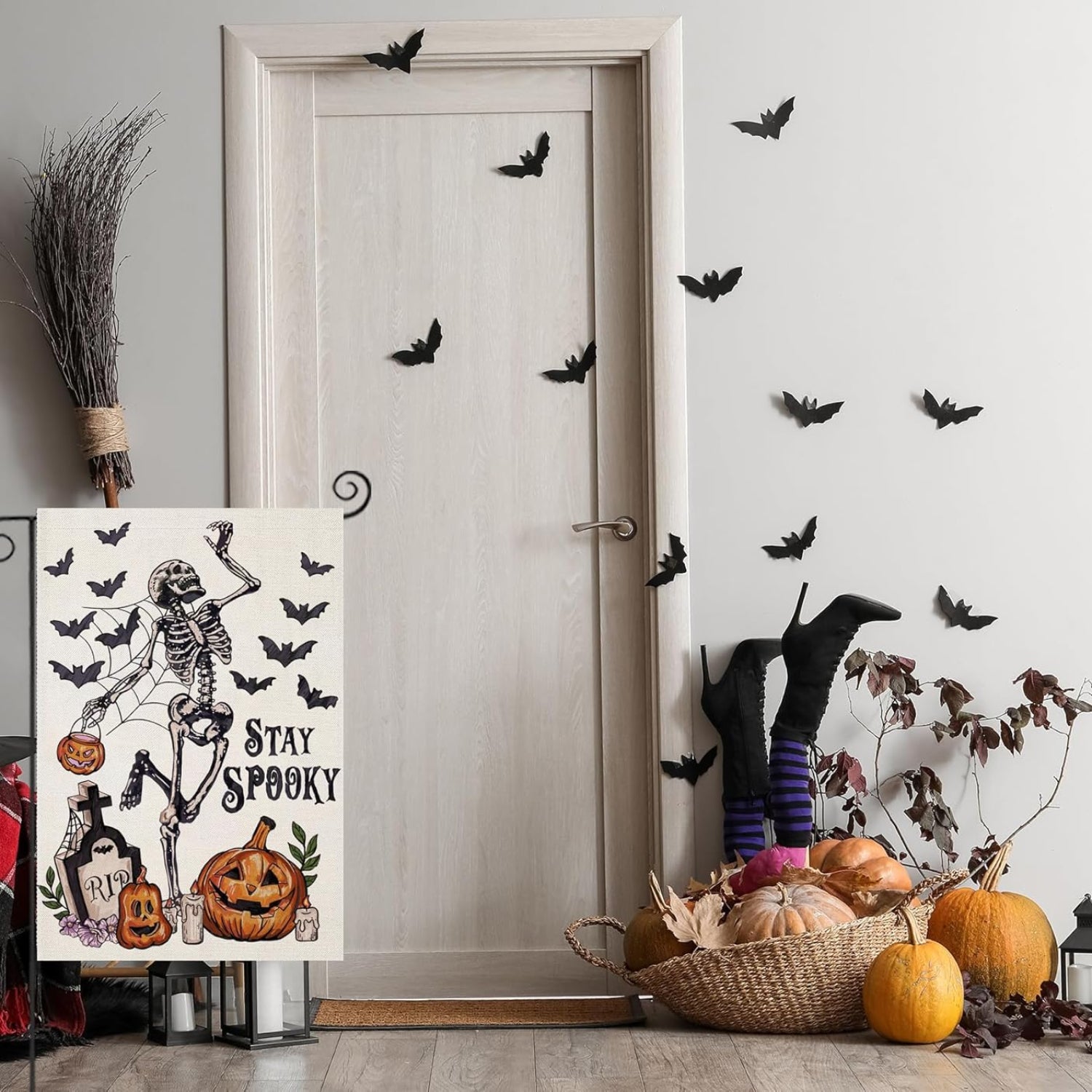 Halloween Garden Flags For Outside Decoration in garden yard setting