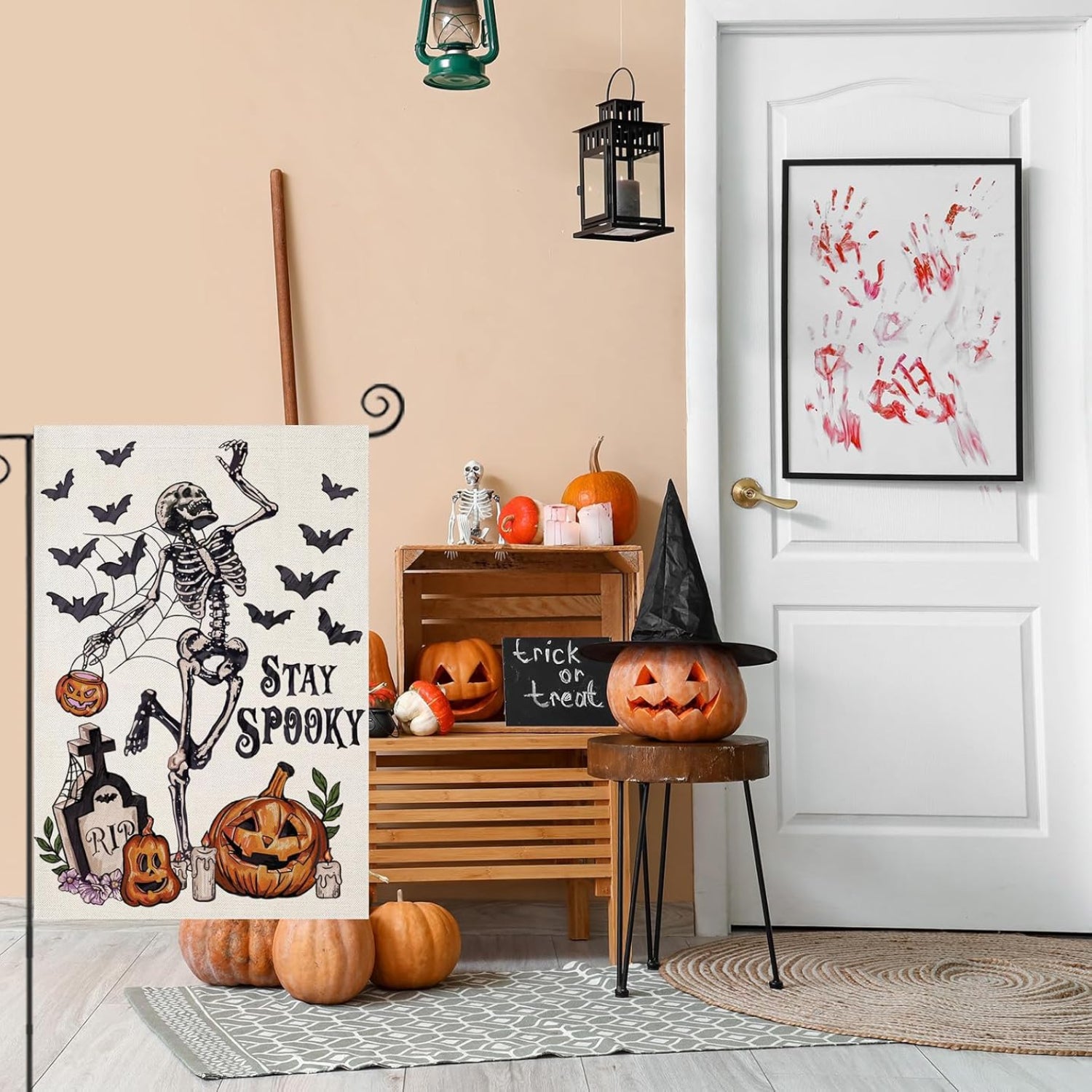 Halloween Garden Flags For Outside Decoration close-up showing double-sided print quality