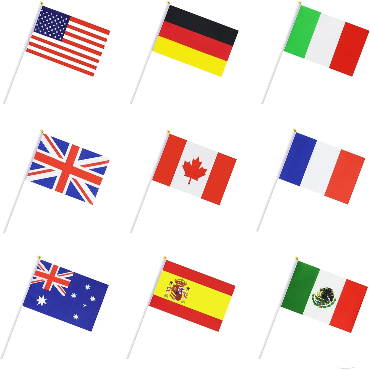 50 Pack Of Mini International Countries Flag-Globe Flags
