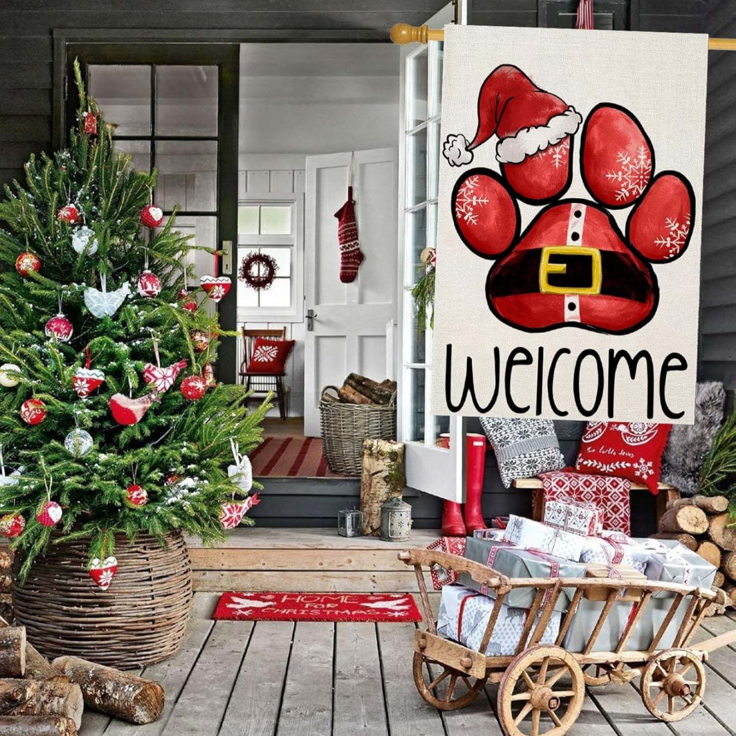 Holiday Pet Themed Garden Flag-Globe Flags