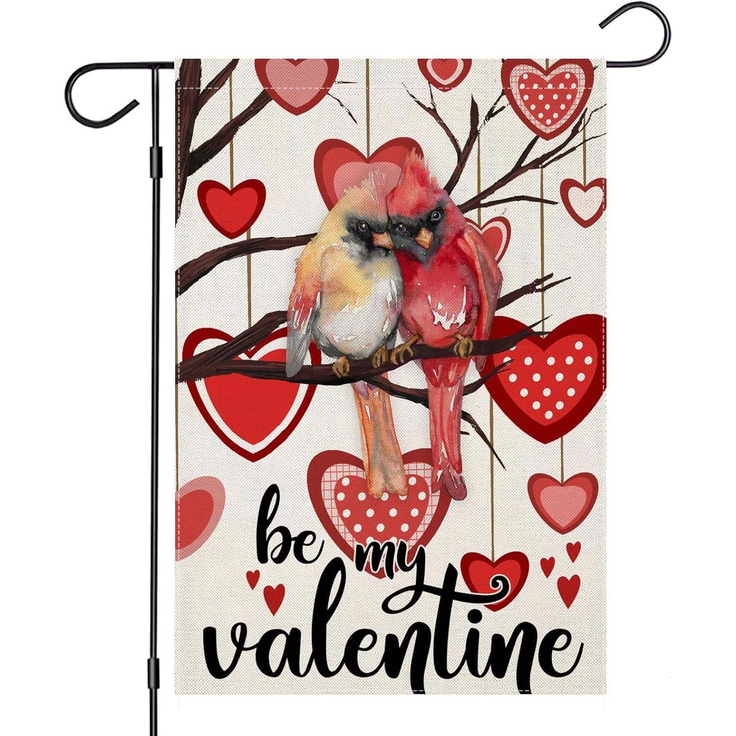 Decorative Garden Flag With Cardinals And Patterned Accents-Globe Flags