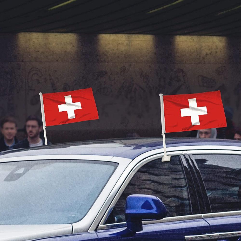 Switzerland Car Window Flag-Globe Flags