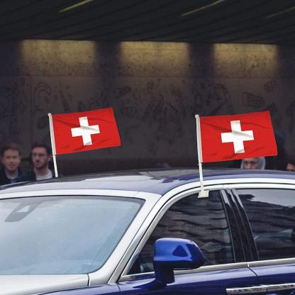 Switzerland Car Window Flag-Globe Flags