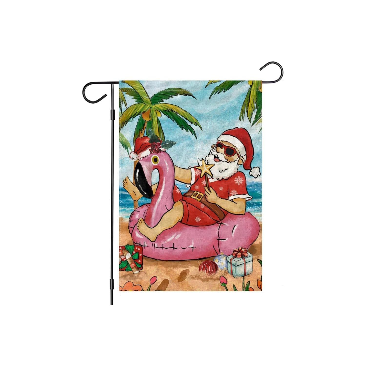 Tropical Santa Printed Christmas Garden Flag-Globe Flags