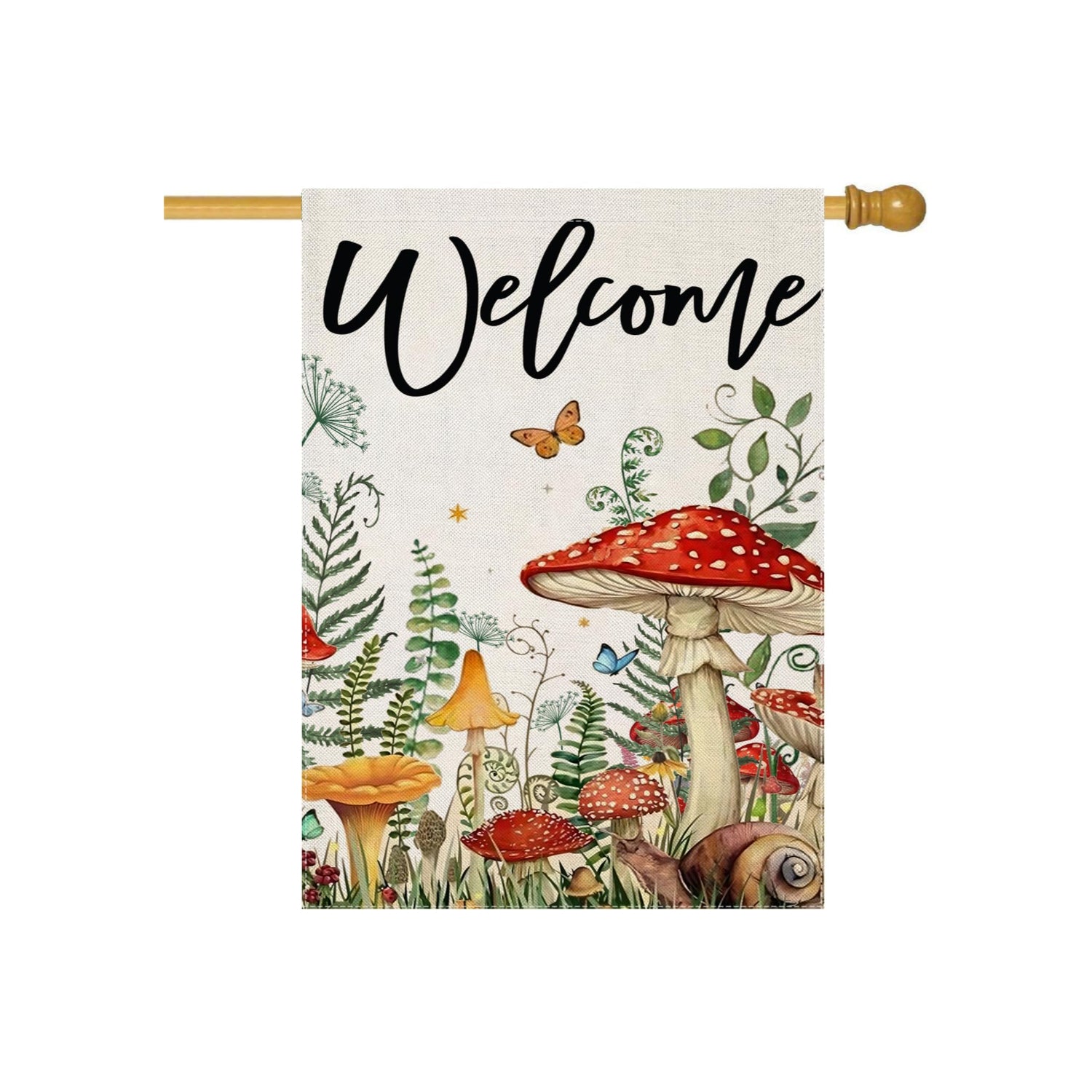 Seasonal Mushrooms Holiday Themed Flag Banner For Yard Decor hanging banner display