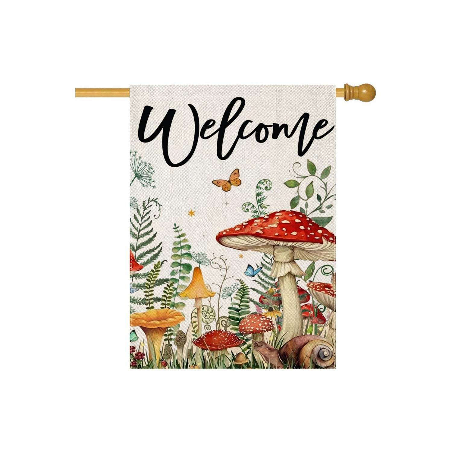 Mushroom Themed Decorative Welcome Sign-Globe Flags