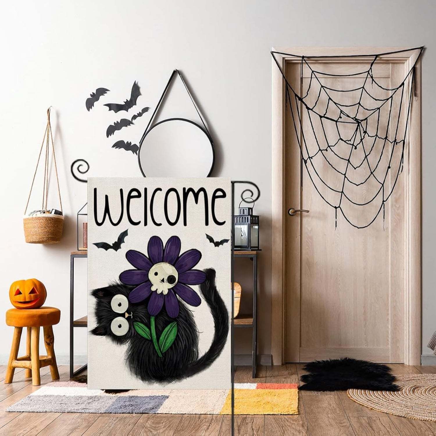 Halloween Theme Welcome Sign Flag For Decoration-Globe Flags