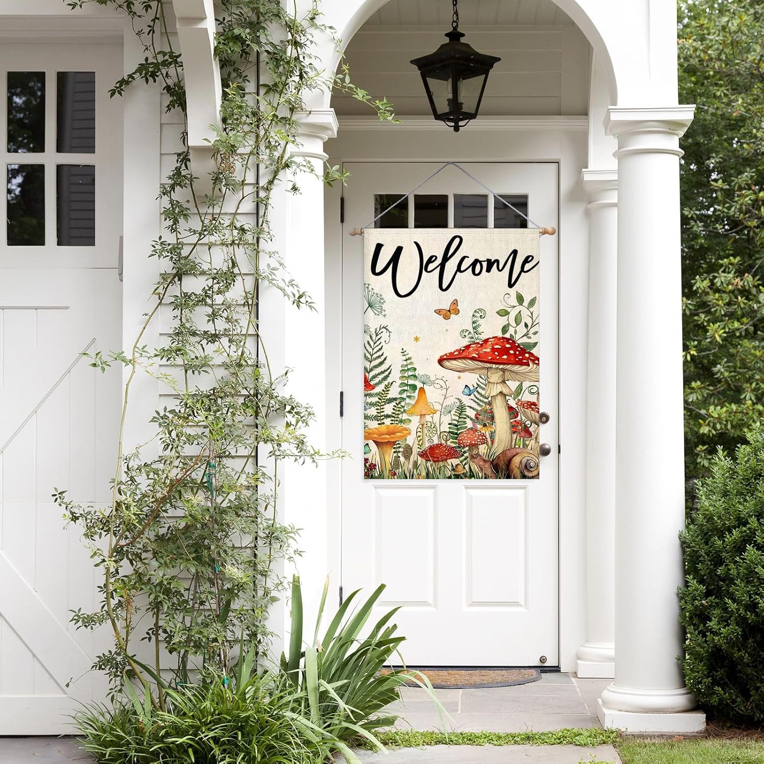 Seasonal Mushrooms Holiday Themed Flag Banner For Yard Decor material and construction detail