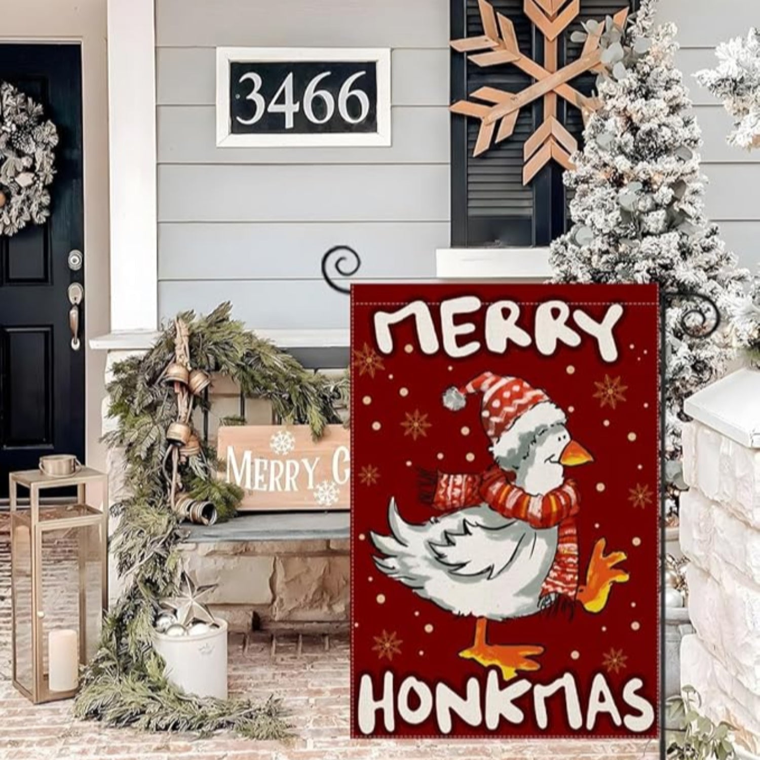 Christmas Goose Printed Garden Flag For Holiday Decoration-Globe Flags