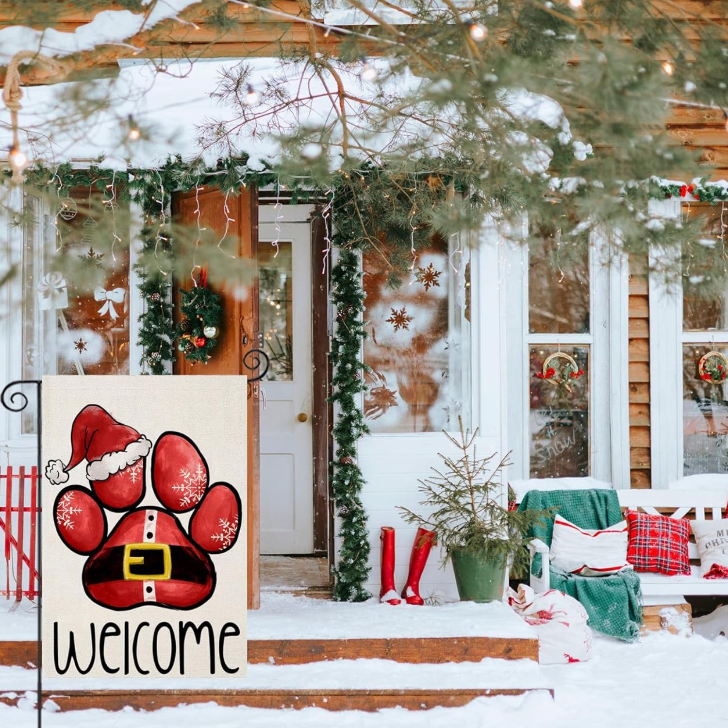 Holiday Pet Themed Garden Flag-Globe Flags