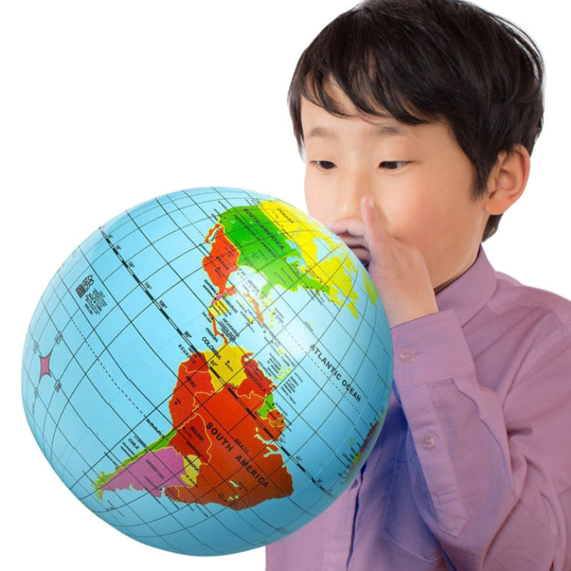 6 Set World Globe Beach Ball - Educational Inflatable Globe Balls-Globe Flags