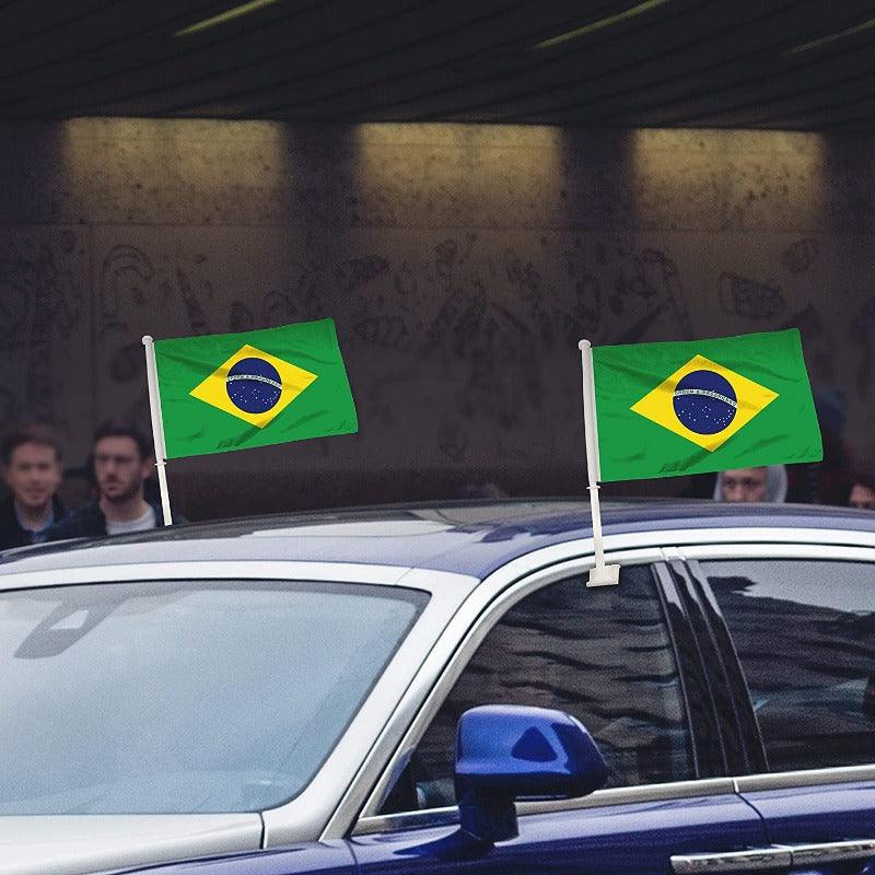 Brazil Window Mounted Flag-Globe Flags